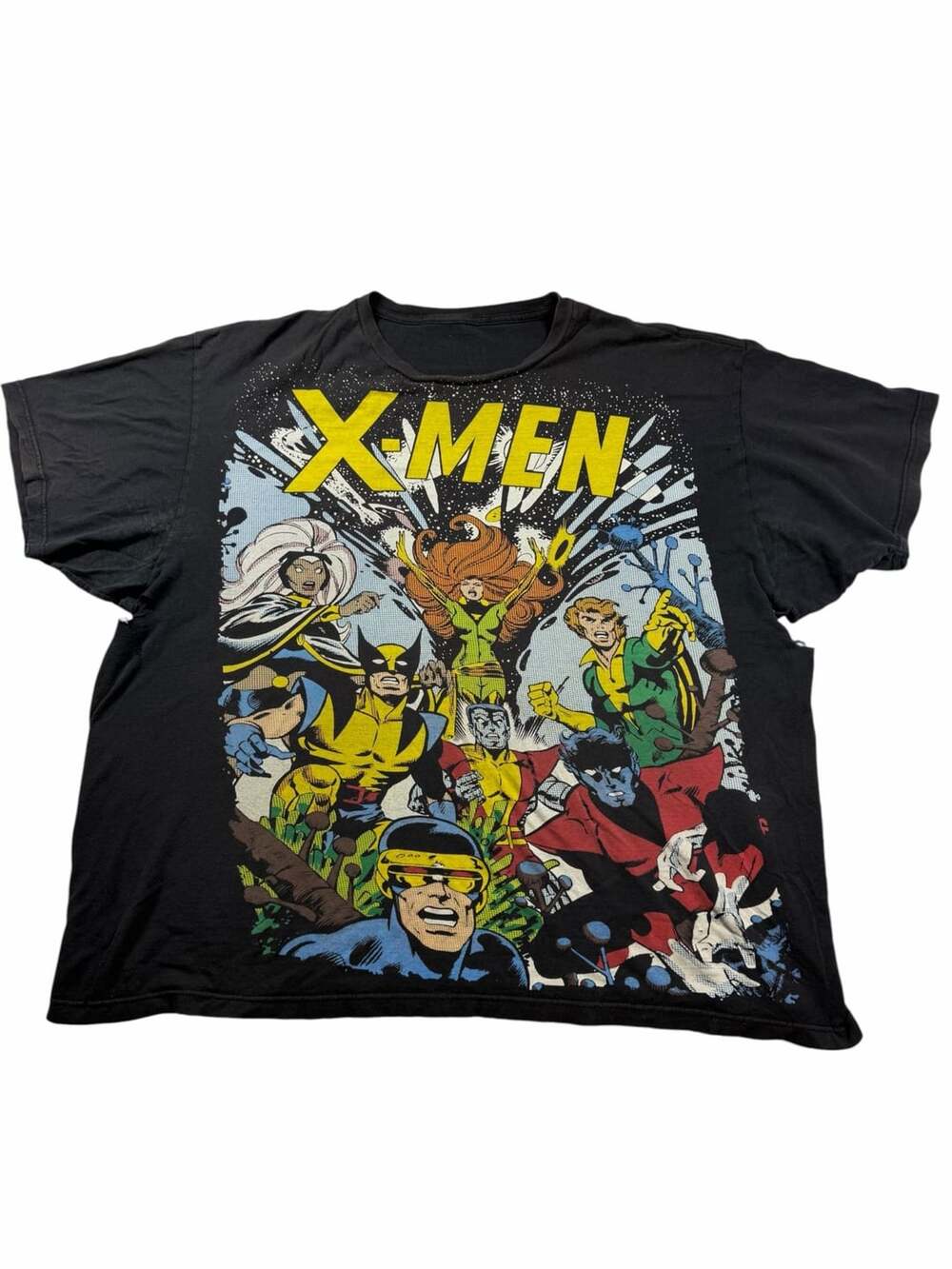 X-Men Marvel Comics Graphic T Shirt Distressed Faded Black Wolverine Tee